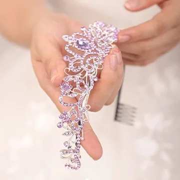 Elegant JWICOS Light Purple Crystal Tiara for Women