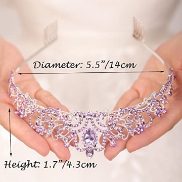 Elegant JWICOS Light Purple Crystal Tiara for Women