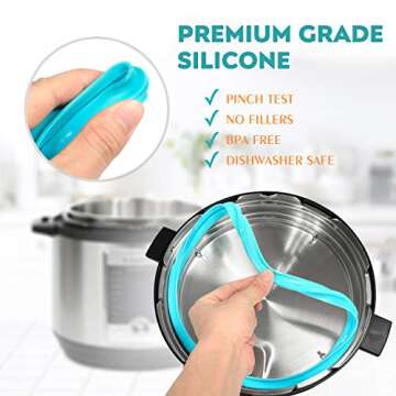 Newkiton Silicone Sealing Ring, 3Pack,Sky Blue & Cherry Red & Transparent White, Fit for Instant Pot...
