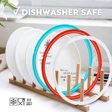 Newkiton Silicone Sealing Ring, 3Pack,Sky Blue & Cherry Red & Transparent White, Fit for Instant Pot 8 Quart Models, Duo 8QT,Lux 8QT,Duo Plus 8QT,Ultra 8QT, Viva 8QT, Dishwasher Safe.