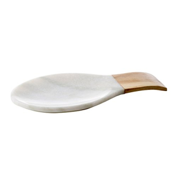 Thirstystone White Marble and Acacia Wood Large Spoon Rest 10.75" x 5.75"