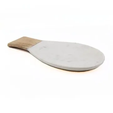 Thirstystone White Marble and Acacia Wood Large Spoon Rest 10.75" x 5.75"
