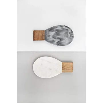 Thirstystone White Marble and Acacia Wood Large Spoon Rest 10.75" x 5.75"