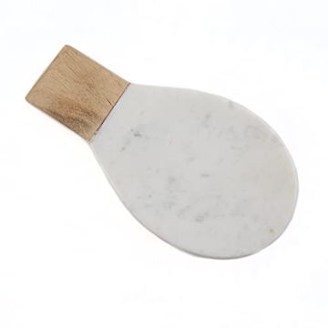 Thirstystone White Marble and Acacia Wood Large Spoon Rest 10.75" x 5.75"
