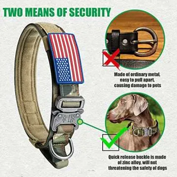 Durable Adjustable Tactical Dog Collar with Handle & Patches