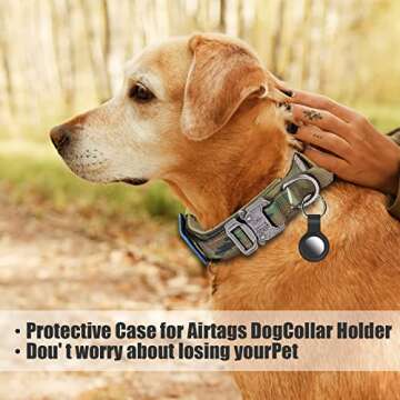 Tactical Dog Collar Military Dog Collar Adjustable Nylon Dog Collar Heavy Duty Metal Buckle with Handle for Dog Training,with Patches (Camo, XL)