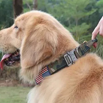 Durable Adjustable Tactical Dog Collar with Handle & Patches