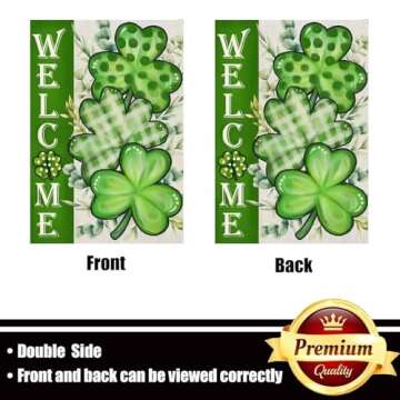 St Patricks Day Garden Flag 12x18 inch Outdoor-Double Sided St Patricks Day Shamrock Flag Vivid Colo...