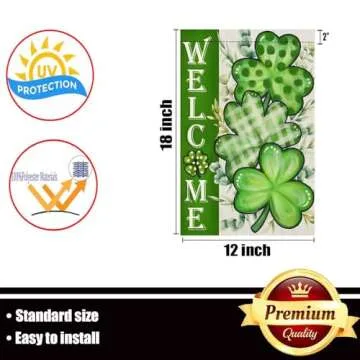 St Patricks Day Garden Flag 12x18 inch Outdoor-Double Sided St Patricks Day Shamrock Flag Vivid Color Polyester Yard Flags