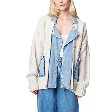 Trendy [BLANKNYC] Womens Button Up Cardigan Sweater with Cargo Pockets
