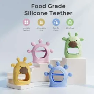 Momcozy Baby Teether Toys | Baby Teething Toys | Baby Teething Relief | Food Grade Silicone Teether ...