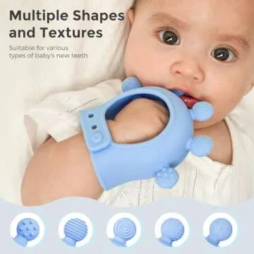 Momcozy Baby Teether Toys | Baby Teething Toys | Baby Teething Relief | Food Grade Silicone Teether Baby Toys | Baby Teether 0-6 Months | Teething Toy 6-12 Months | Baby Essential | Blue