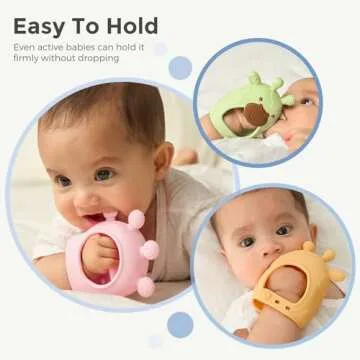 Momcozy Baby Teether Toys | Baby Teething Toys | Baby Teething Relief | Food Grade Silicone Teether Baby Toys | Baby Teether 0-6 Months | Teething Toy 6-12 Months | Baby Essential | Blue