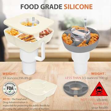 Flumy Snack Bowl with Lid for Stanley Cup 40 oz Tumbler with Handle, Reusable Snack Tray for Stanley...