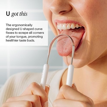 Boka Tongue Scraper for Adults & Kids with Case - Stainless Steel Tongue Cleaner w/Linen Travel Pouch - Stocking stuffers, Scrubber to Remove Tongue Buildup and Freshen Breath (Pack of 1)