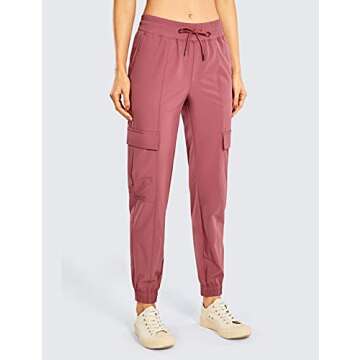 CRZ YOGA Women's Lightweight Scrub Cargo Pants Quick Dry Drawstring Travel Workout Running Hiking Joggers with 4 Pockets