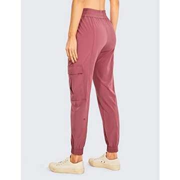 CRZ YOGA Women's Lightweight Scrub Cargo Pants Quick Dry Drawstring Travel Workout Running Hiking Joggers with 4 Pockets
