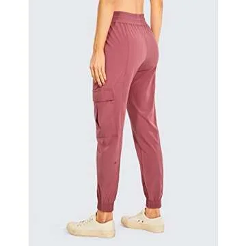 CRZ YOGA Women's Lightweight Scrub Cargo Pants Quick Dry Drawstring Travel Workout Running Hiking Joggers with 4 Pockets