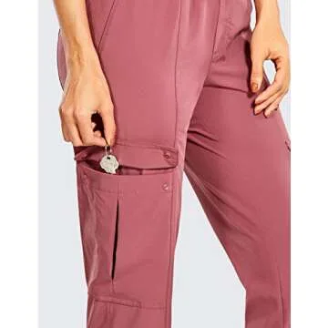 CRZ YOGA Women's Lightweight Scrub Cargo Pants Quick Dry Drawstring Travel Workout Running Hiking Joggers with 4 Pockets