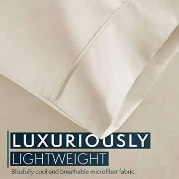 HC Collection King Pillow Cases Set of 2- Microfiber, Extra Soft Pillowcases - Easy Care & Machine Washable - Cream