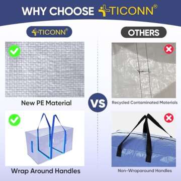 Extra Large TICONN Moving Bags - Durable Storage Solution
