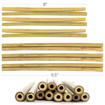 Reusable Bamboo Drinking Straws by Primal Ethic – Plastic Straw Alternative – Organic, Biodegradable – With 2 Cleaning Brushes & Storage Bag – 8 or 9.5 Inch - Variable Quantities