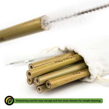 Reusable Bamboo Drinking Straws by Primal Ethic – Plastic Straw Alternative – Organic, Biodegradable – With 2 Cleaning Brushes & Storage Bag – 8 or 9.5 Inch - Variable Quantities