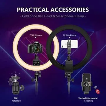 Neewer Advanced 16-inch LED Ring Light Support Manual Touch Control with LCD Screen, Remote and Multiple Lights Control, 3200-5600K, Stand Included for Makeup YouTube Video Blogger Salon (Black)