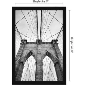 Americanflat 20x30 Poster Frame with Polished Plexiglass - Black Picture Frame - Wide Photo Frames M...