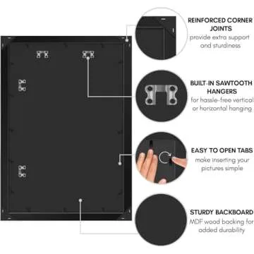 Americanflat 20x30 Poster Frame with Polished Plexiglass - Black Picture Frame - Wide Photo Frames Made of Engineered Wood for Vertical or Horizontal Wall Display - Epic Collection - Black