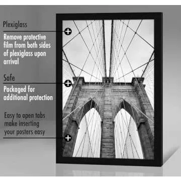 Americanflat 20x30 Poster Frame with Polished Plexiglass - Black Picture Frame - Wide Photo Frames Made of Engineered Wood for Vertical or Horizontal Wall Display - Epic Collection - Black