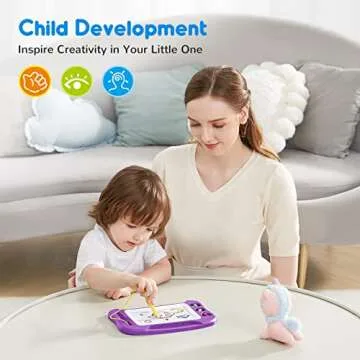 SGILE Magnetic Drawing Board for Kids, Colorful Erasable Doodle Board with Magnet Pen, Painting Sketch Pad with Three Stamps, Travel Toy, Birthday Gift, Educational Learning Toy for Toddlers, Purple