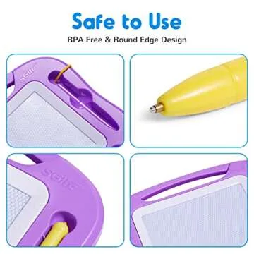 SGILE Magnetic Drawing Board for Kids, Colorful Erasable Doodle Board with Magnet Pen, Painting Sketch Pad with Three Stamps, Travel Toy, Birthday Gift, Educational Learning Toy for Toddlers, Purple