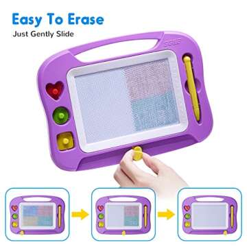 SGILE Magnetic Drawing Board for Kids, Colorful Erasable Doodle Board with Magnet Pen, Painting Sketch Pad with Three Stamps, Travel Toy, Birthday Gift, Educational Learning Toy for Toddlers, Purple