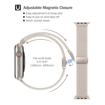 SuperNaNa Braided Stretchy Band Compatible with Apple Watch - Nylon Sport Strap for All Series