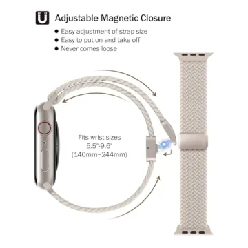 SuperNaNa Braided Stretchy Band Compatible with Apple Watch - Nylon Sport Strap for All Series