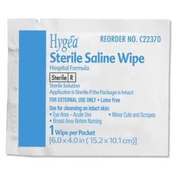 Hygea C22370 Sterile Saline Wipes - 6" x 4", 24 Count, Gentle Care