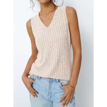 AUTOMET Women's Trendy V Neck Tank Top | Comfy & Casual Wear