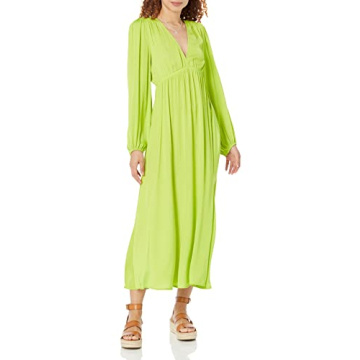 Chic Women's Shelly Deep V-Neck Maxi Dress in Lime, Plus Size