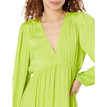 Stylish Women's Shelly Deep V-Neck Maxi Dress in Lime