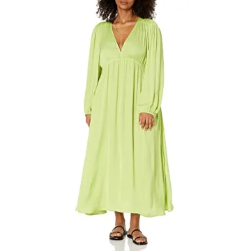 Stylish Women's Shelly Deep V-Neck Maxi Dress in Lime