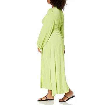 Stylish Women's Shelly Deep V-Neck Maxi Dress in Lime