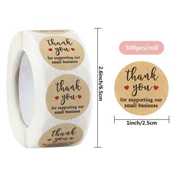 Thank You Stickers Small Business - 5 Rolls 2500 Pieces Thank You Stickers Labels for Envelopes, Bub...