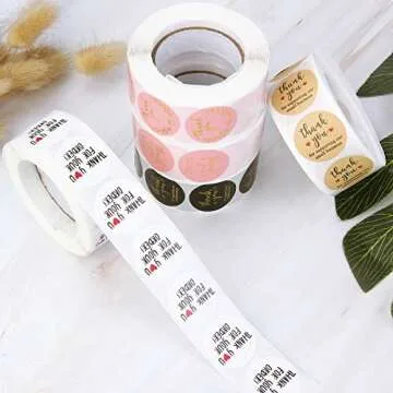Thank You Stickers Small Business - 5 Rolls 2500 Pieces Thank You Stickers Labels for Envelopes, Bubble Mailers and Gift Bags Packaging, 1 Inch，500 Pieces Each Roll