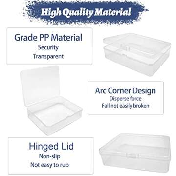 Goiio 12 Pcs Mini Plastic Storage Containers Box with Lid, 5x4x1.3 Inches Clear Rectangle Box for Collecting Small Items, Beads, Game Pieces, Business Cards, Crafts Accessories