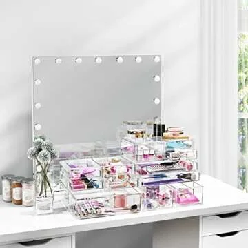 Sorbus Stackable Acrylic Drawers for Makeup Organization