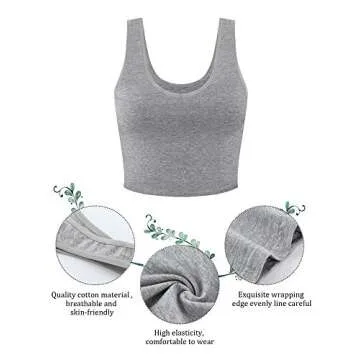 6 Pieces Women Basic Crop Tank Tops Sleeveless Sports Crop Top(Adorable Style, Small)
