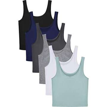 6 Pieces Women Basic Crop Tank Tops Sleeveless Sports Crop Top(Adorable Style, Small)