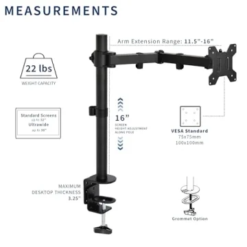 VIVO Single Monitor Arm Desk Mount for 32 inch Screens