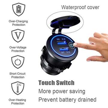 2 Pack 12V USB Charger QC3.0 Car Boat Dual Outlet